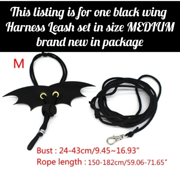 black wing Harness Leash set reptile harness small pet harness w wings MEDIUM - Picture 2 of 10